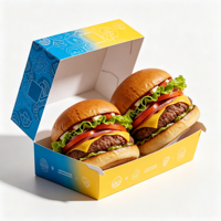 Boîte à emporter pour poulet frit, hamburgers, en papier kraft compostable, personnalisée, avec revêtement UV, jetable
