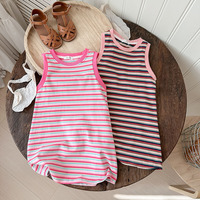 Robe d'été sans manches rayée pour bébés filles et tout-petits, collection 2026