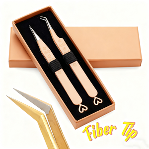 Pinzette per Ciglia Personalizzate Gratuite Best Seller con Punta in Fibra 45 75 90 Gradi Confezione Isolante Pinzette per Estensione Ciglia - Product Image 1