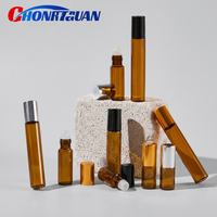 Flacons compte-gouttes en verre brun pour huiles essentielles de 3 ml, 5 ml, 10 ml avec bouchon en métal et en plastique