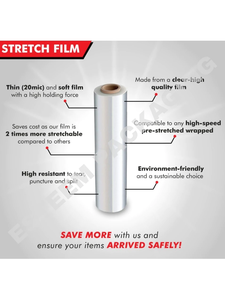 Meilleur emballage plastique personnalisé de rouleau de film étirable transparent industriel auto-adhésif original - Product Image 3