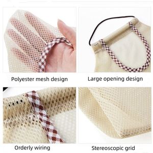 Custom Reusable <b>Foldable</b> Net Mesh <b>Bag</b> Tote Organic Cotton Wall Hanging Storage for Onion Potato and Fruit Versatile Use - Product Image 3