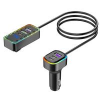KC-10 Pengisi Daya Mobil Ekspansi Depan/Belakang Multi Port USB Tipe-C/7 Lampu Ambient RGB Warna-warni Pengisian Daya QC/Adaptor Daya Pengisian Daya PD