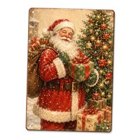 Plaques murales en étain vintage de Noël en gros, impression UV personnalisée, pour décoration commerciale, bar, maison, fêtes, OEM