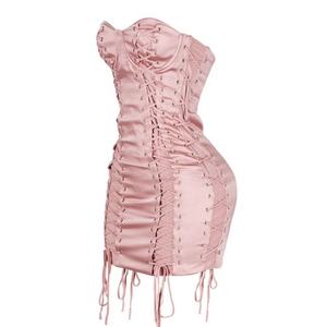 Nuevo Estilo Vestido de Fiesta Sexy con Espalda Descubierta y Cordones, Vestidos de Club para Mujer, Forro de Satén, Cremallera Invisible, Vestido Mini sin Tirantes - Product Image 5