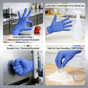 Guanti da Lavoro in <span class=keywords><strong>Nitrile</strong></span> Viola Monouso Direttamente dalla Fabbrica, Impermeabili e Resistenti alle Forature, Grado Alimentare, Senza Lattice, Guanti da Laboratorio - Product Image 3