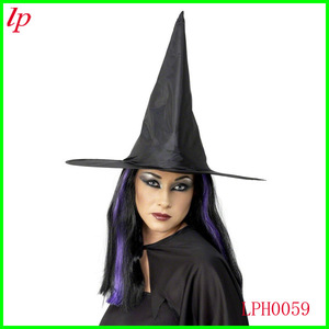 Chapeau de sorcière noir pointu, taille unique, accessoire de costume d'Halloween LPH0059 - Product Image 1