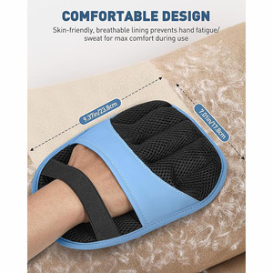 Gants de toilettage pour animaux de compagnie, en polyester bleu, pour chats et chiens, élimination des poils, massage, bain, nettoyage - Product Image 4