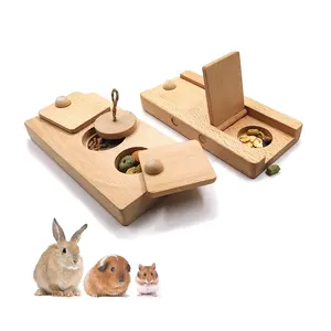 Wooden Small Pet Interactive Hide Treats Puzzle Snuffle Game Enrichment Foraging Interactive Toy for Hamster Guinea Pig