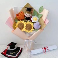Buket Rajut Musim Wisuda Terlaris CLTF, Bunga Buatan Tangan dengan Boneka Doktor Wisuda, Hadiah untuk Sahabat Perempuan