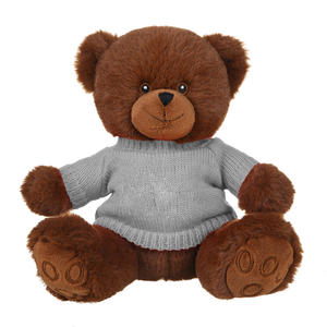 Ours en peluche brun en gros avec pull jaune, <span class=keywords><strong>jouet</strong></span> en peluche personnalisé, ours en peluche doux - Product Image 2