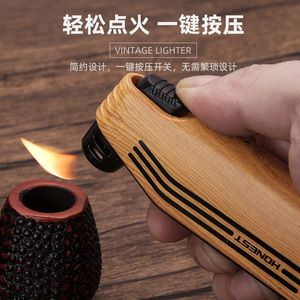 Encendedor de tubo multifuncional JOFI con diseño de madera, recargable, con llama inclinada para fumar, regalo de viaje. - Product Image 3