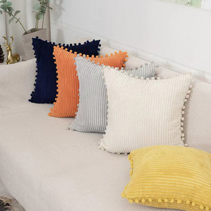 Áo gối nhung gân có họa tiết chắp vá, trang trí nhà phong cách nông trại, vỏ gối trang trí phong cách boho cho ghế sofa, giường, phòng khách - Product Image 1