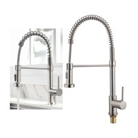 Robinet moderne Leelongs Pulvérisateur à tirette Mitigeur en acier inoxydable Mélangeur d'eau chaude-froide à ressort en laiton Robinet d'évier de cuisine