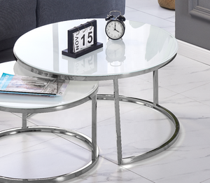 Table à thé et café en acier inoxydable, table moderne en verre de marbre, mobilier rond de salon de maison, canapé de luxe, centre latéral - Product Image 4