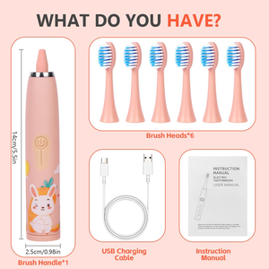 Spazzolino Elettrico Ricaricabile per Bambini <span class=keywords><strong>Sonic</strong></span> con Setole Morbide in Nylon, Design Animale Cartoon, Impermeabile IPX7, 4 Modalità, Display LED - Product Image 4