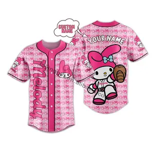 Baseball Jersey for kids New Arrival Japan Anime Kawaii Cat Shirt Pink Cute Festival Basketball Jersey Wholesale
