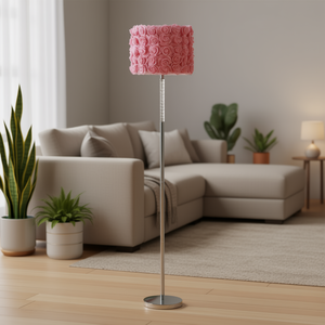 Lámpara de Pie de Metal Acrílico con Pantalla de Rosas Rosadas de 63 Pulgadas, Estilo Contemporáneo, Iluminación Interior Residencial - Product Image 2