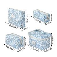Sac de toilette personnalisé de style pastoral campagnard, imperméable, durable, avec logo personnalisé, souvenir, imprimé floral léopard, sac à maquillage