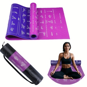 Tapis de <span class=keywords><strong>yoga</strong></span> double face avec 75 illustrations de poses et exercices d'étirement, antidérapant, extra épais, sac de rangement, cadeau pour débutants - Product Image 1