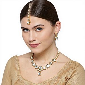 Conjunto de Collar y Aretes de Fiesta, Estilo Tradicional Dorado, Joyería de Moda, Regalo para Mujer, Boda, Chapado en Oro de 18K, Collar Largo con Circonita - Product Image 1