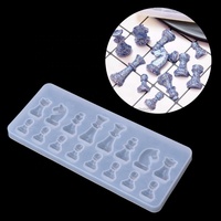 Molde de silicona S82 para Resina, forma de ajedrez Internacional, moldes colgantes de resina epoxi de arcilla DIY para joyería