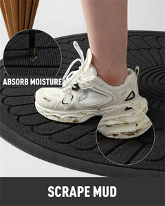 Alfombrilla de bienvenida absorbente de medio círculo negro, alfombrillas de entrada de goma para exteriores, alfombrilla para puerta de trampero de suciedad para patas fangosas - Product Image 5