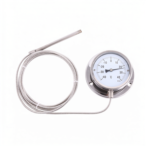 100mm Radial Dial Thermometer with Capillary All Steel <b>Probe</b> for Industrial <b>Temperature</b> Measurement - Product Image 1