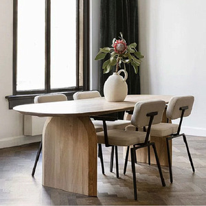 Set da <span class=keywords><strong>Ristorante</strong></span> Minimalista in Legno Massello con Tavolo Ovale e 4 Sedie, Ottimo per Sala da Pranzo e Arredamento <span class=keywords><strong>Ristorante</strong></span> - Product Image 5