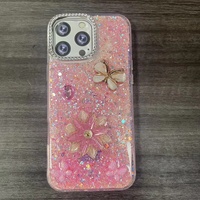 Coque de téléphone en TPU à paillettes motif papillon pour iPhone 17 16 15 13 12, Housse de téléphone à motif floral pour Redmi 17 Note 17 15C A5 13C 12C 9C A3