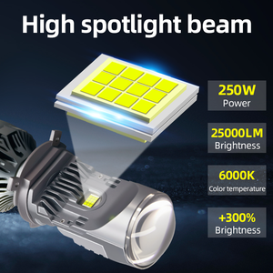 250W phổ LED dự án H4 xe LED ống kính đèn pha 6000K 6000LM độ sáng cao không thấm nước 68 Xe LED ánh sáng - Product Image 4