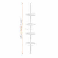 WIREKING Étagère de rangement de salle de bain réglable à 4 niveaux Tige de tension autoportante Support de douche avec porte-serviettes