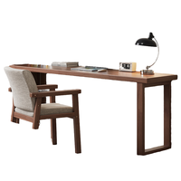 Bureau d'ordinateur moderne, durable, portable, en bois massif, long, pour la maison, le bureau, le salon, table double étroite murale Donna