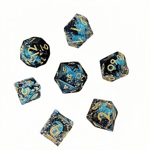 ชุดลูกเต๋าเรซิ่น 7 ชิ้น รุ่น Feeron Dragon Eye Liquid Core Glitter Polyhedral สำหรับเกมกระดานแฟนตาซีและไซไฟ Dungeons & Dragons - Product Image 3