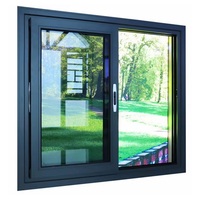 Schmalprofiliges Aluminium-Glasfenster Gebürstetes Satin-Schiebefenster Modernes Dunkelgrau Beschichtetes Fenster