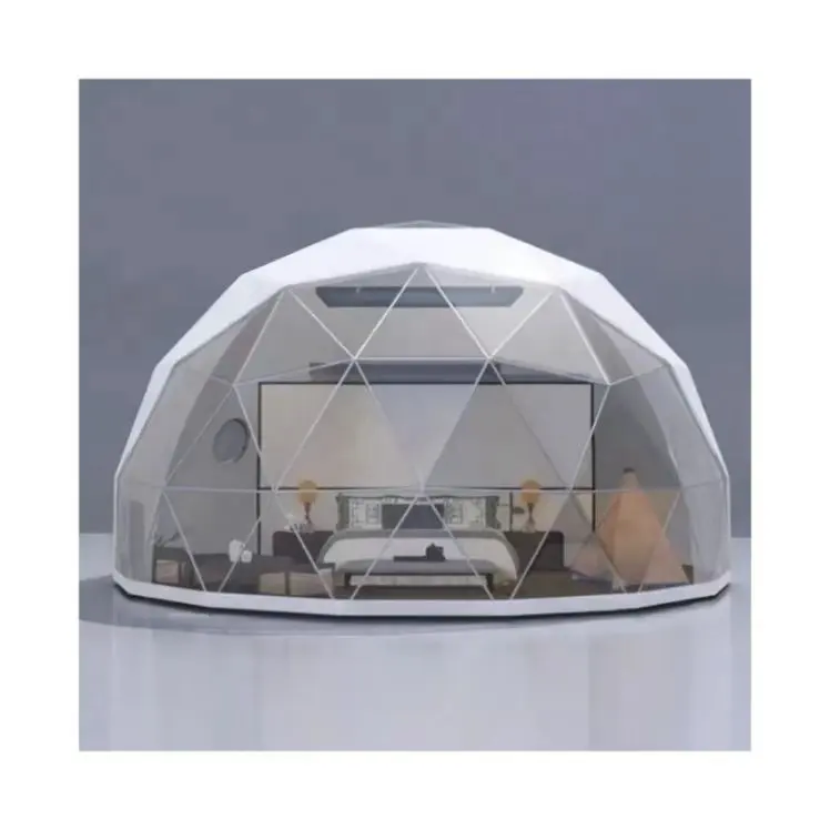 핫 세일 팝업 PVC 알루미늄 캠핑 지오데식 돔 텐트 럭셔리 리조트 글램핑 돔 텐트 호텔 텐트