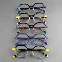 Montures de lunettes pleines montures en acétate, design polygonal rétro élégant, avec lamination multicolore