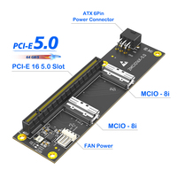 Cable de extensión PCIe 5.0 X16 MCIO para GPU, compatible con adaptador bifurcador de 1 a 2 GEN5 PCI-E X16 a X8 X8, tarjeta riser con alimentación ATX de 6 pines