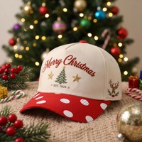 Gorra de Camionero Personalizada de Navidad, a Rayas Rojas y Blancas, con Bordado, para Fiestas, de Algodón, Ajustable, Tipo Béisbol