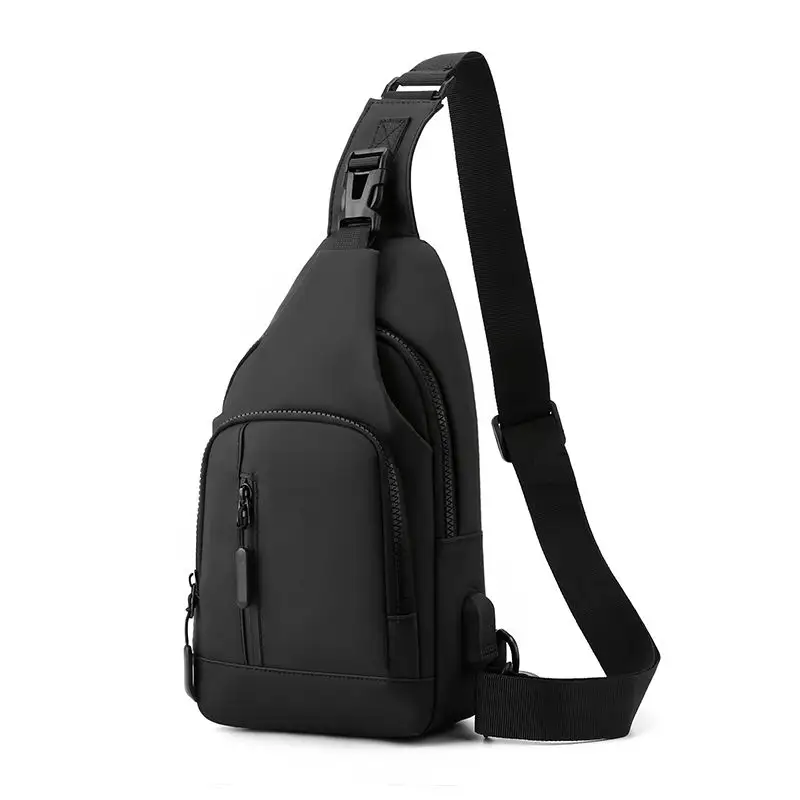 Sacs de messager avec logo personnalisé pour hommes avec port USB sacs à bandoulière en cuir artificiel imperméables pour sports de plein air sacs de voyage portables pour la poitrine