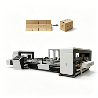 Machine automatique de pliage et de collage de boîtes en carton ondulé, machine de pliage et de collage entièrement automatique, machine de pliage et de collage avec machine d'emballage