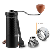 HIGHWIN penggiling kopi Manual, paduan aluminium tubuh penggiling kopi Manual pengaturan dapat disesuaikan dengan pegangan kayu Solid