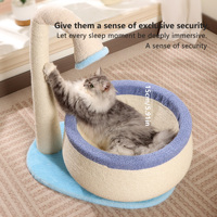 Nouveau grattoir multifonctionnel personnalisable en sisal pour chat avec nid rond, résistant à l'usure, lit-baignoire et maisonnette pour chat d'intérieur