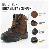 Bottes de sécurité en cuir nubuck EN ISO 20345:2022 S1P, embout en acier, plaque en acier anti-perforation, semelle en caoutchouc PU pour travaux industriels