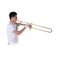 Professional Brass Bb/F Key Gold Tuning Slide Trombone with F Key