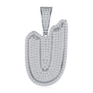 Collar con Colgante de Moissanita <span class=keywords><strong>I</strong></span> Etter <span class=keywords><strong>N</strong></span> VVS Personalizado, Estilo Hip Hop, Chapado en Platino sobre Plata 925, Joyerí<span class=keywords><strong>a</strong></span> Fina para Hombre - Product Image 4