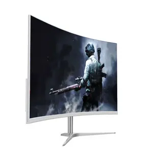 低価格ホワイト24インチ湾曲モニターコンピューター75hz ips 1k lcdディスプレイ中国ゲームモニター4ms pcデスクトップモニター