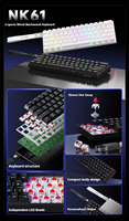 Teclado Mecánico Ajazz NK61 Mini de 61 Teclas, Intercambiable en Caliente, con Iluminación RGB Colorida, Tipo C, Cableado, para Computadora