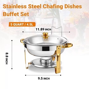 Chauffe-plats en acier inoxydable de nouvelle conception, chauffe-plats alimenté à l'alcool, capacité de 9 L, chauffage de 12 heures pour la restauration, utilisation en buffet, en stock - Product Image 5