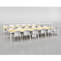 Bureau de lecture multi-personnes au design jeune pour l'école, l'université, l'hôtel, la bibliothèque, table d'étude collaborative avec gestion des câbles et éclairage LED